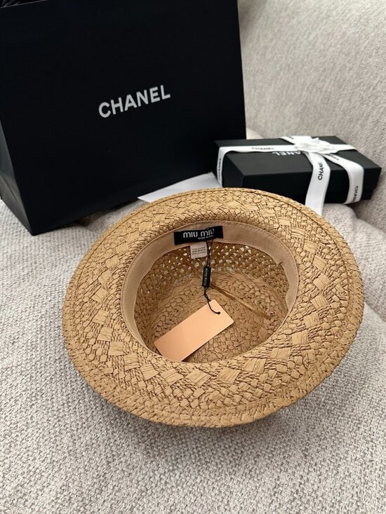 Miu Miu Woven Straw Boater Hat main image 5